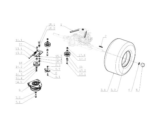 Eje posterior EF 105J/17,5H Cat.2009 Tractor