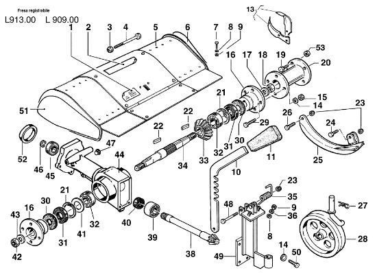 Fresadora con cofre ajustable L0091300/L0090900 KAM 5 (Fino/Until 2009) Motocultivador