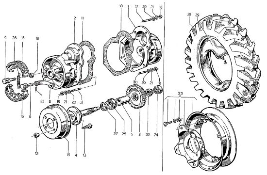 Frenos y ruedas (MTC 800) 700-800 Motocultivador