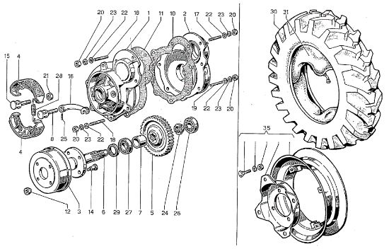 Frenos y ruedas (MTC 700) 700-800 Motocultivador