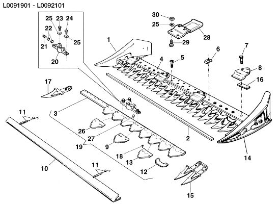 Barra segadora de corte intermedio L0091901/L0092101 BRIK 1 (Fino/Until 2009) Motocultivador