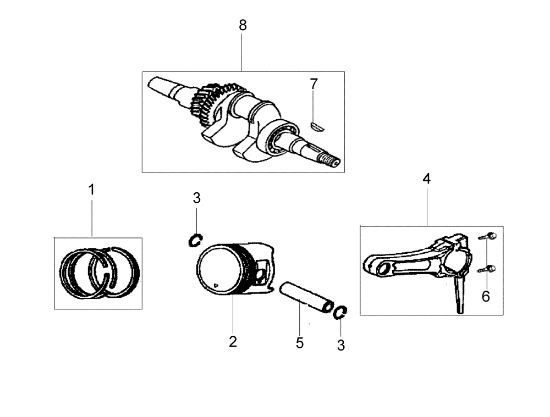 Cigüeñal y pistón 101 (EN 709) (K800 H - SN T210)