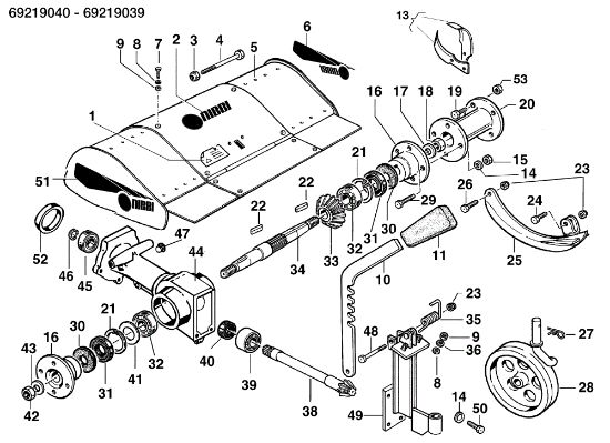 Fresadora con cofre ajustable 69219040/69219039 KAM 4 (Fino/Until 2012) Motocultivador