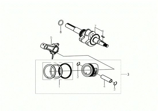 Ciguenal y piston MOTORE K900 HR (EURO5) Motor